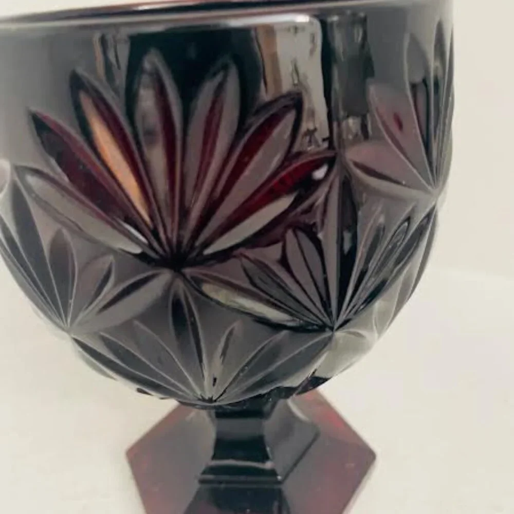 French Red Pedestal Egg-shaped Candy Dish, Ruby Red Candy Dish, Luminarc France